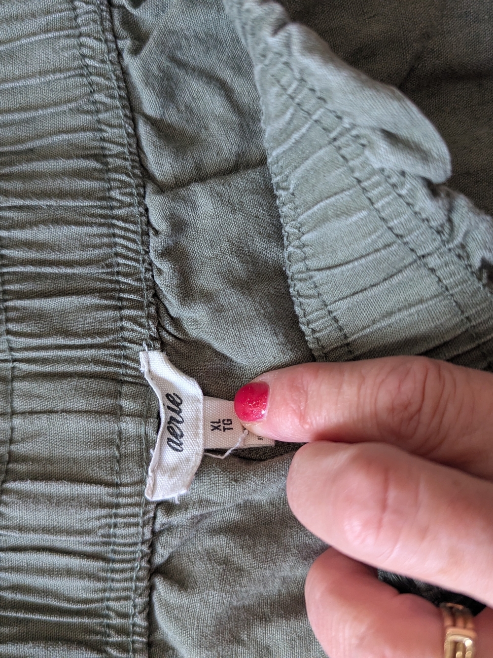 aerie Sage Green High-Waist Elastic Shorts